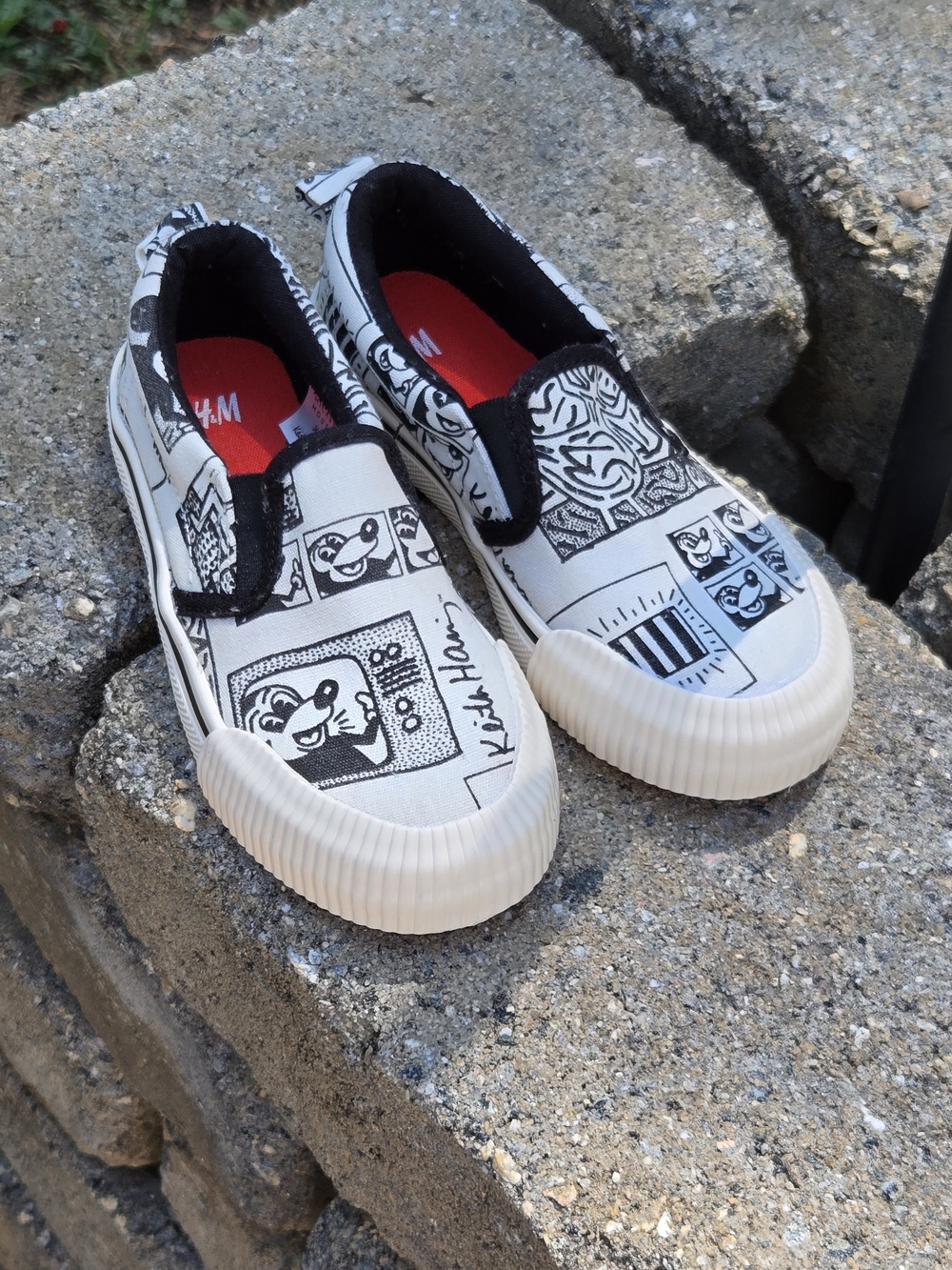H&M X Keith Haring Kids Slip-On Canvas Shoes